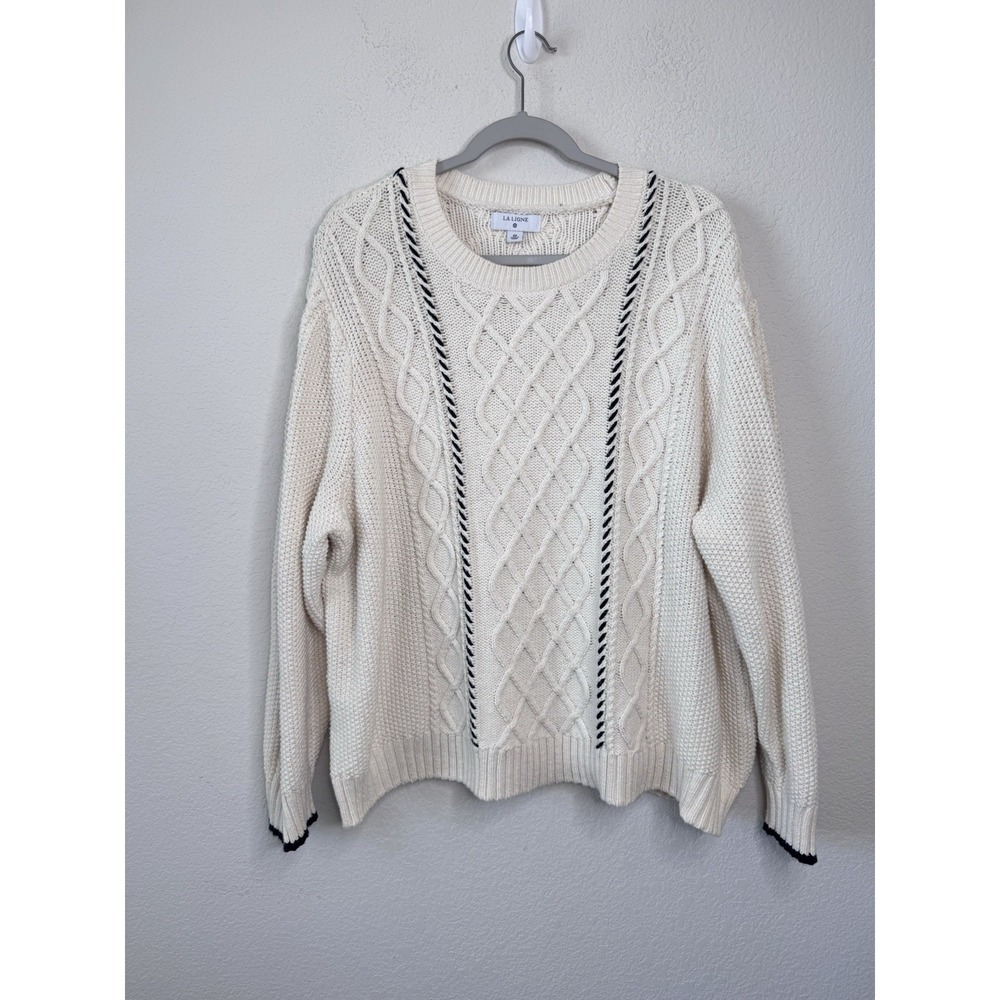 La Ligne x Target Cable Knit Sweater Women's 2X Cream Cotton‎ Blend Cozy Preppy